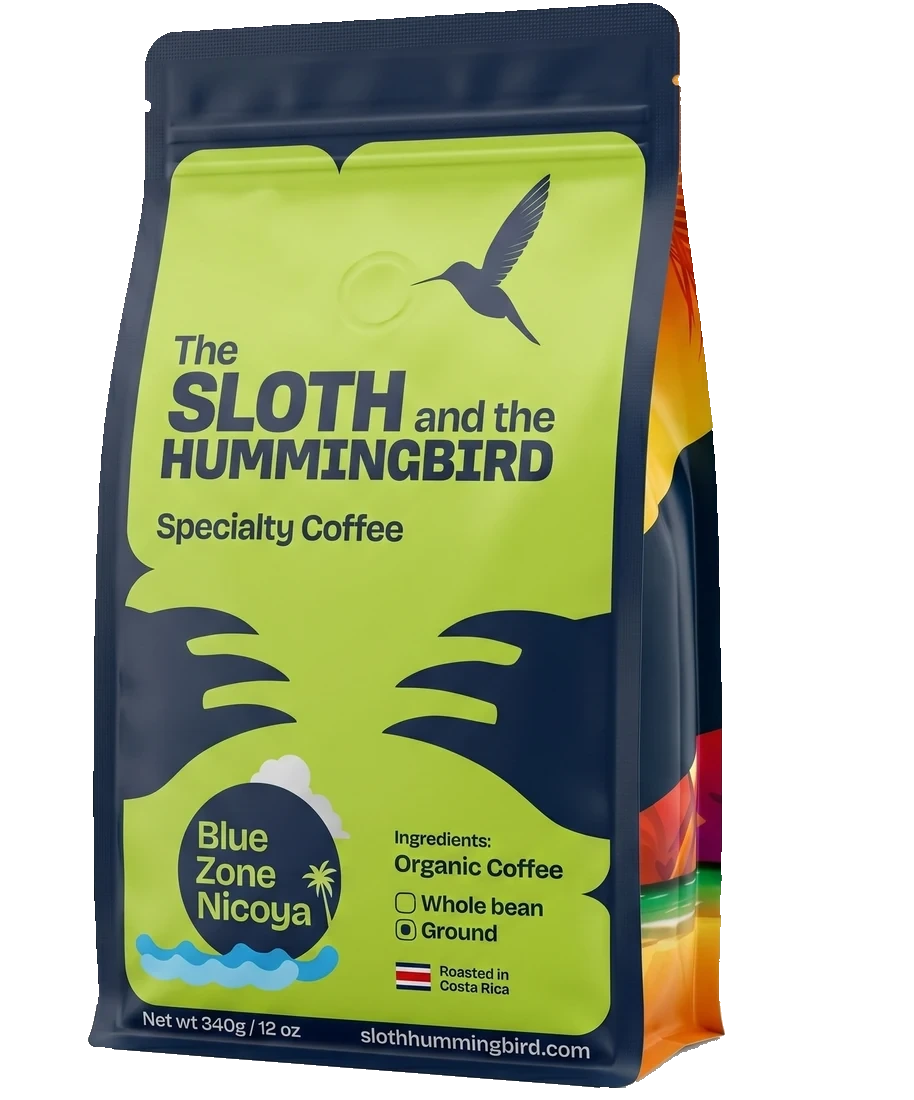 The Sloth and the Hummingbird specialty coffee bag, Blue Zone Nicoya, 12 oz